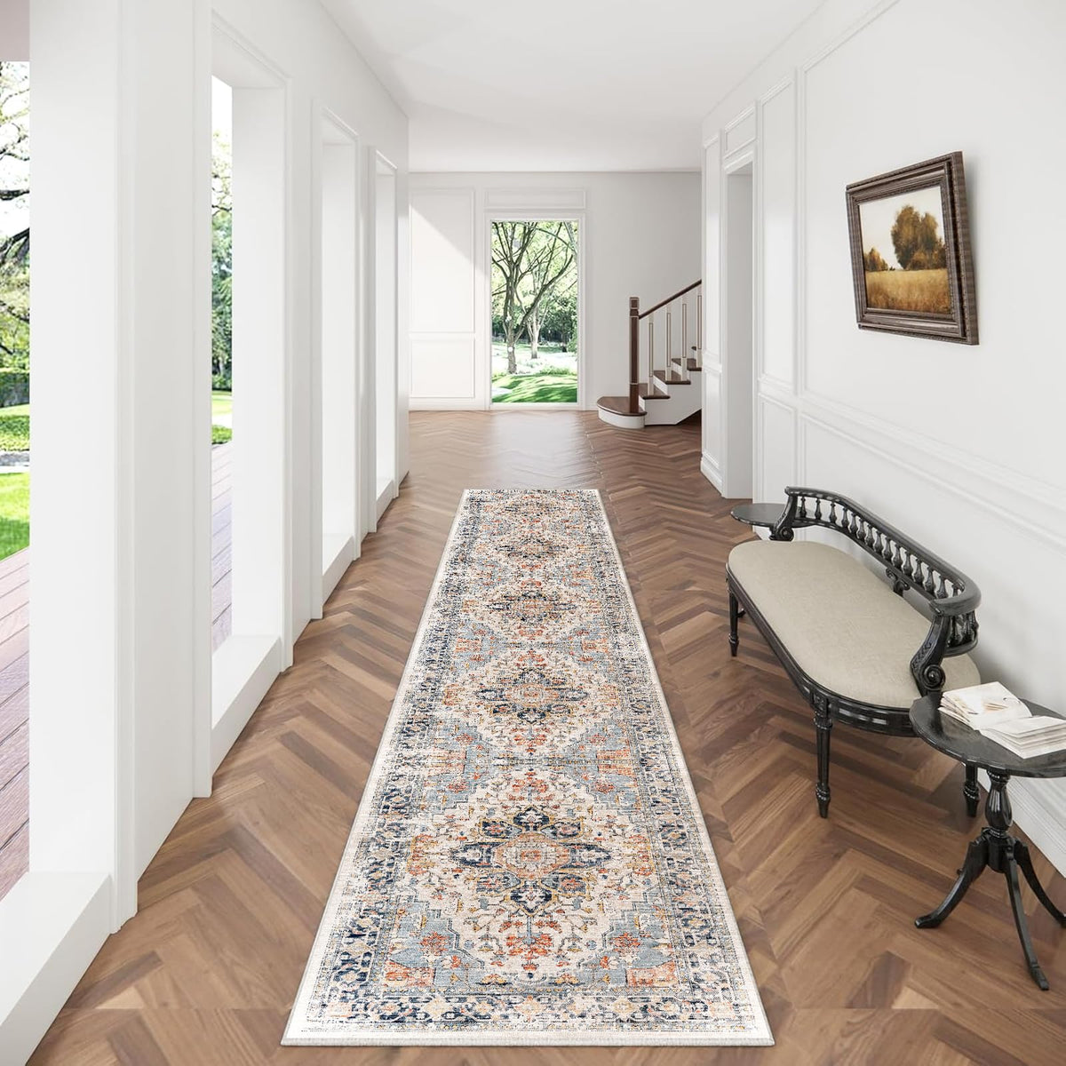 UZU Vintage Runners Boho Non-Slip Washable Hallway Runner Rug 80x400cm NEW