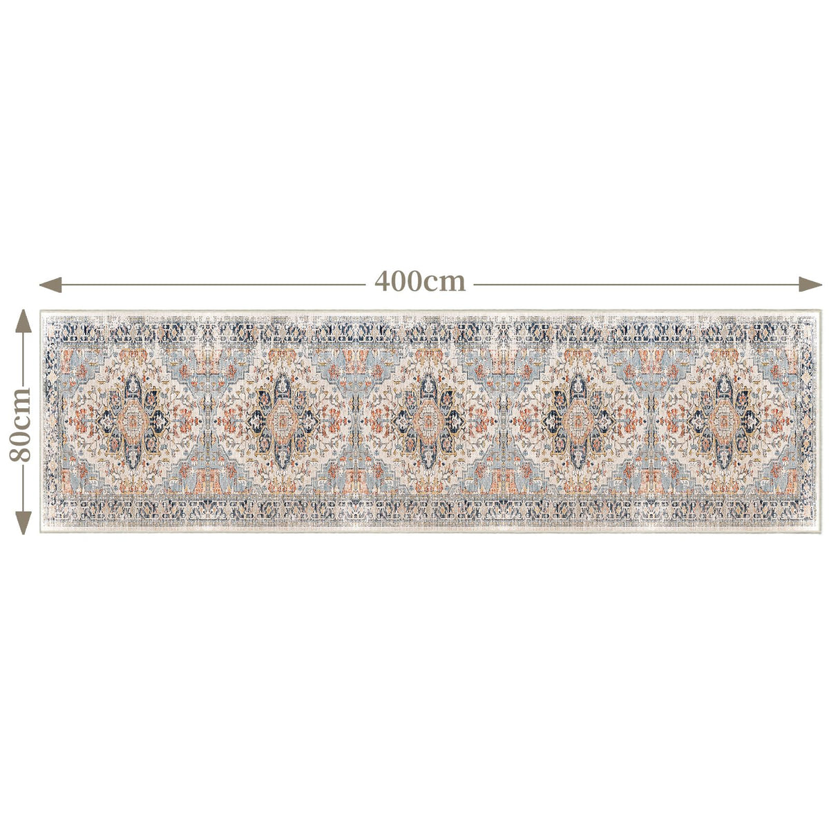 UZU Vintage Runners Boho Non-Slip Washable Hallway Runner Rug 80x400cm NEW