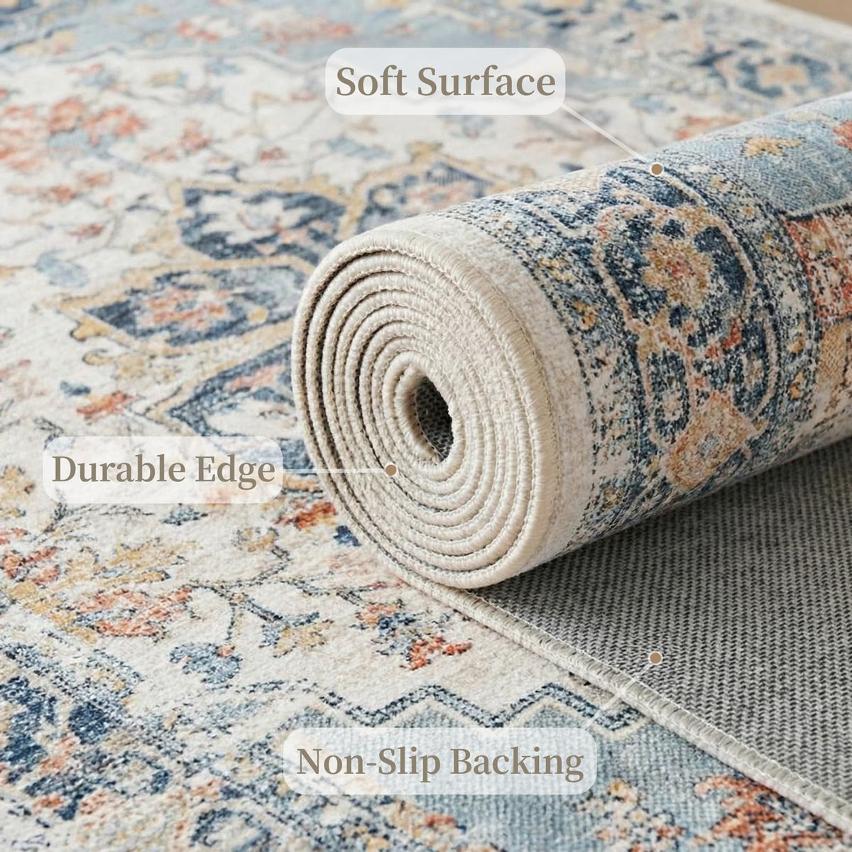 UZU Vintage Runners Boho Non-Slip Washable Hallway Runner Rug 80x400cm NEW