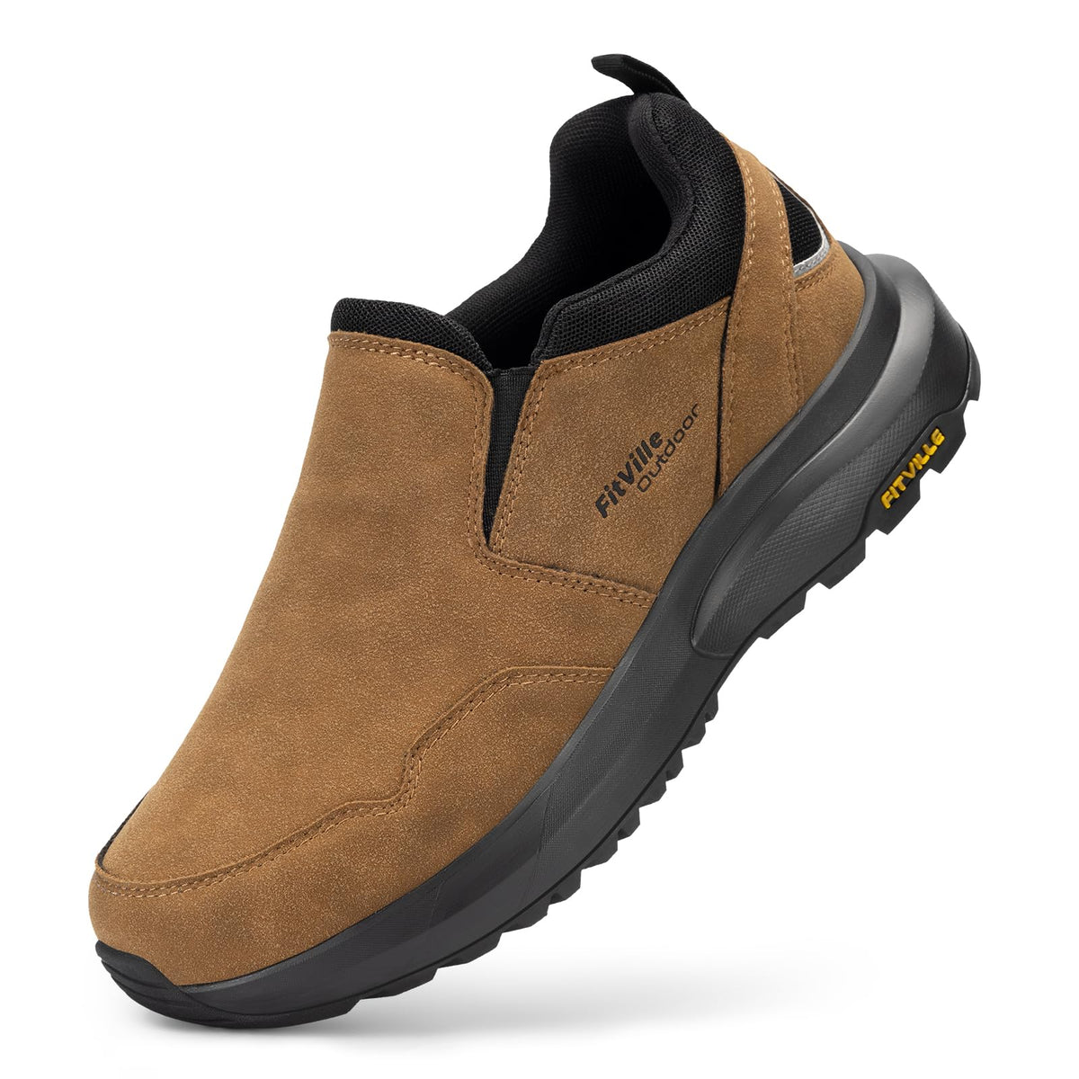 FitVille Trekking Hiking Shoes Slip On Dune Brown WIDE FIT Mens US 10.5 DEMO