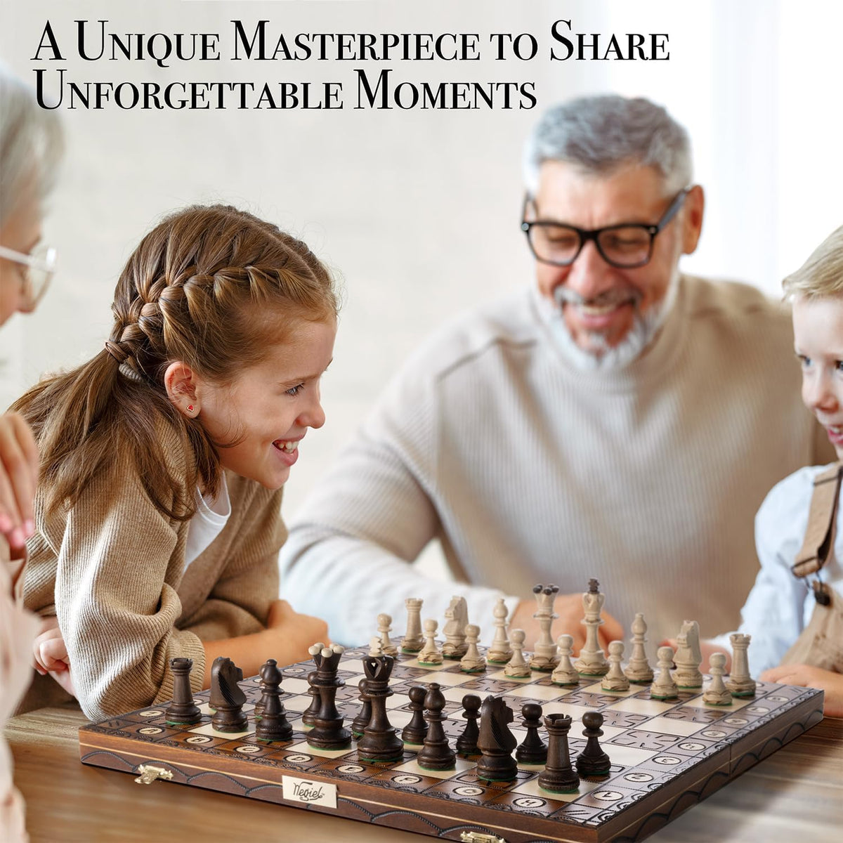 Handmade European Board Games Wooden Chess Set Junior with Decorative Box NEW