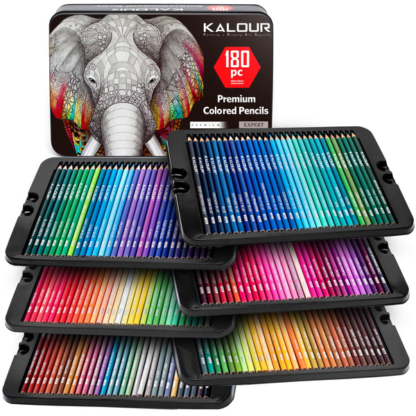 KALOUR 180 Colored Pencils Set - Artist Quality Soft Core Pigment NEW