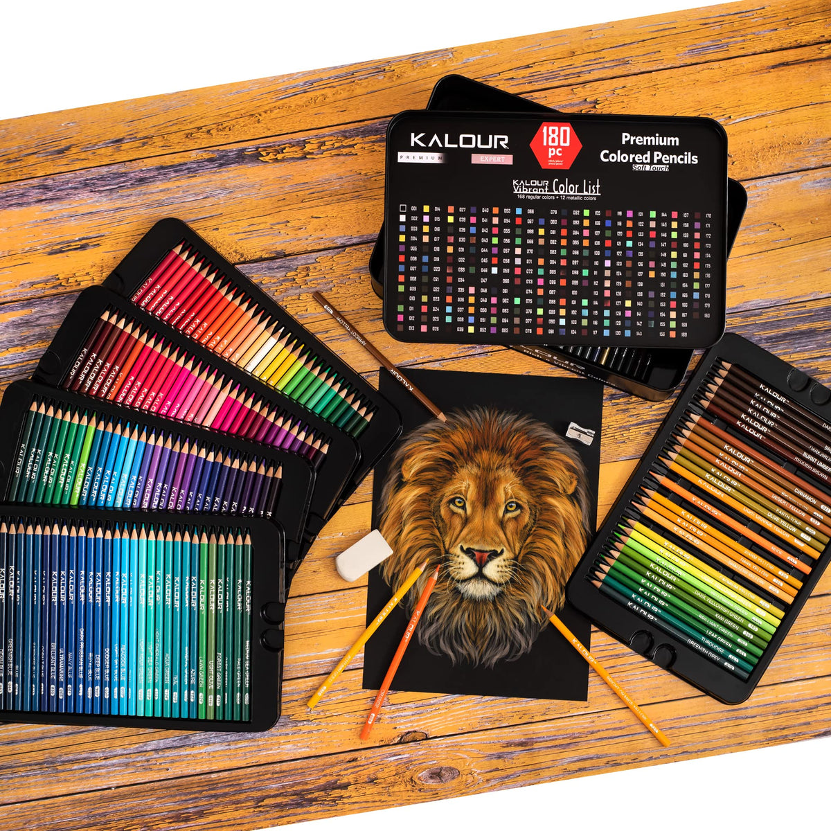 KALOUR 180 Colored Pencils Set - Artist Quality Soft Core Pigment NEW