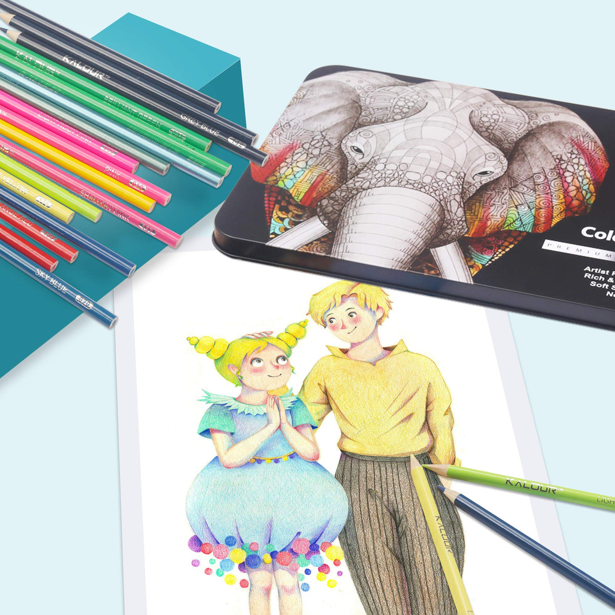 KALOUR 180 Colored Pencils Set - Artist Quality Soft Core Pigment NEW