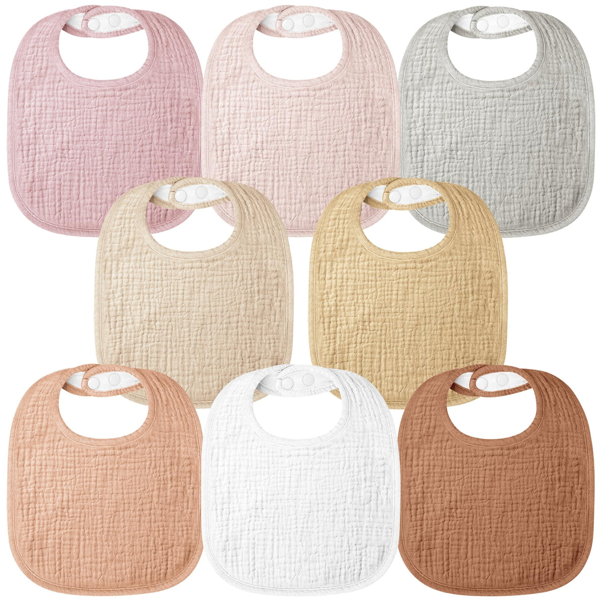 Bearmoss Muslin Dribble Drooling Bibs 8 Pack Pink Brown Tones One Size NEW