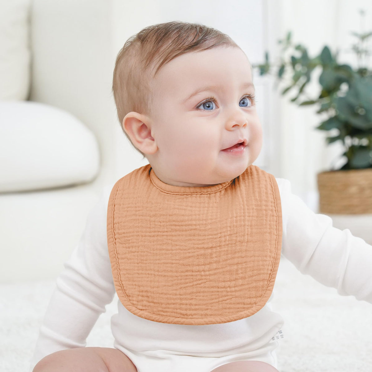 Bearmoss Muslin Dribble Drooling Bibs 8 Pack Pink Brown Tones One Size NEW