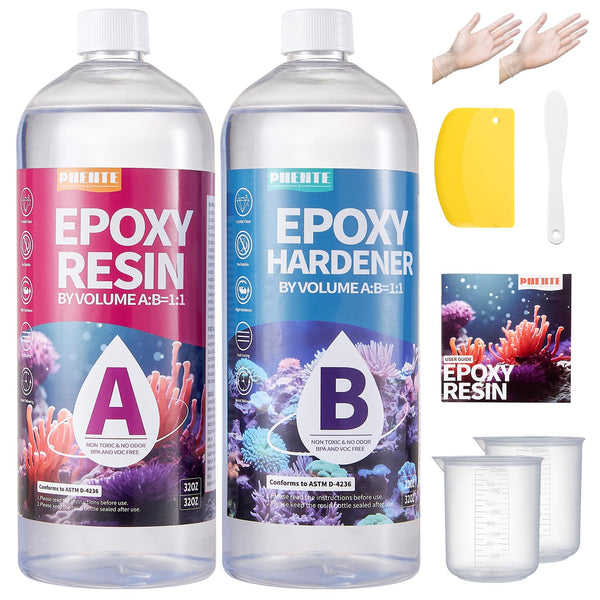 Pnente Clear Epoxy Resin 64oz - Self Leveling No Yellowing Arts & Craft NEW
