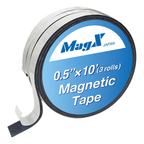Magx Heavy Duty Magnetic Tape with Adhesive Backing 3 Rolls 12mm x 3m NEW