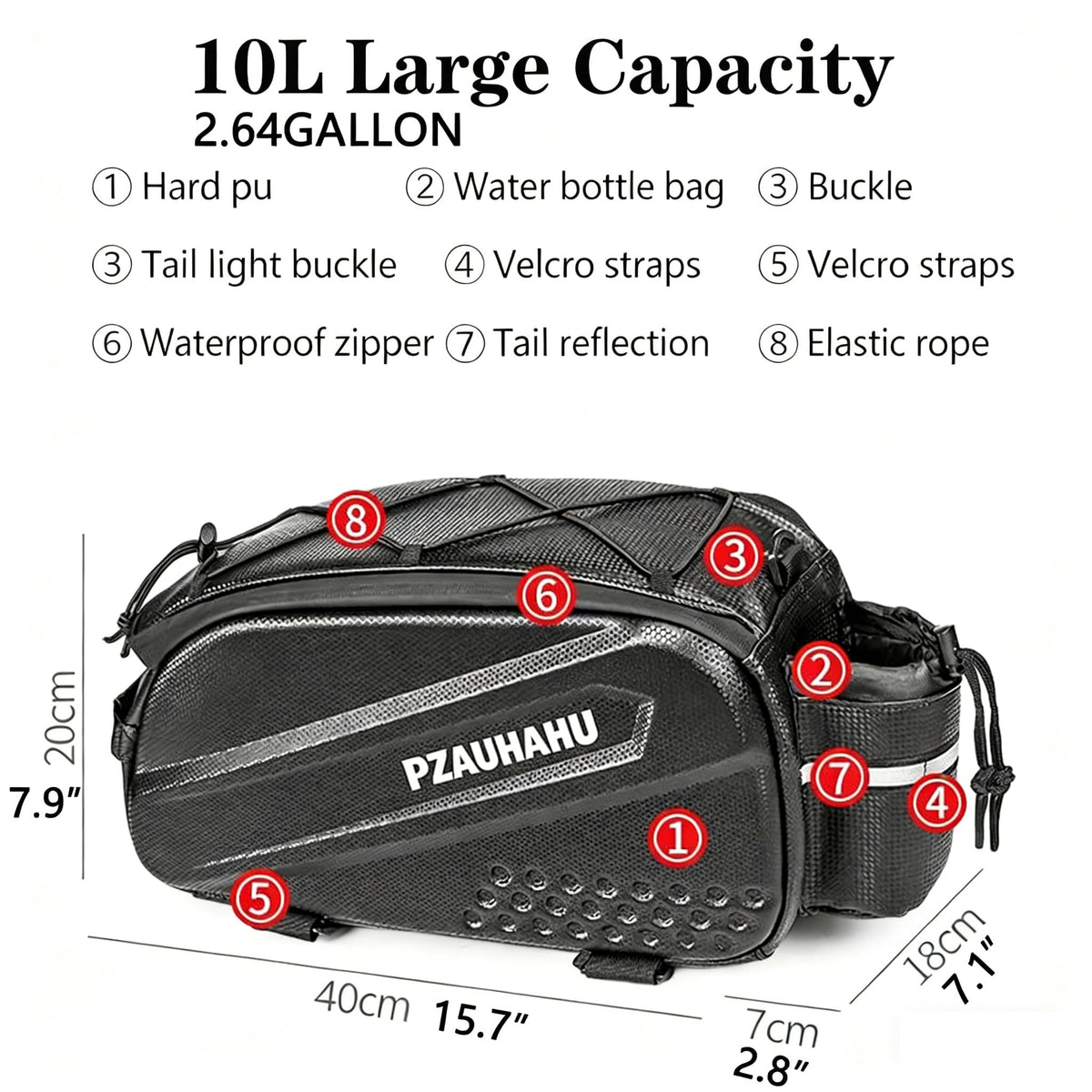 Rzahuahu Waterproof Hard Shell Bike Rack Bicycle Bag Black One Size NEW