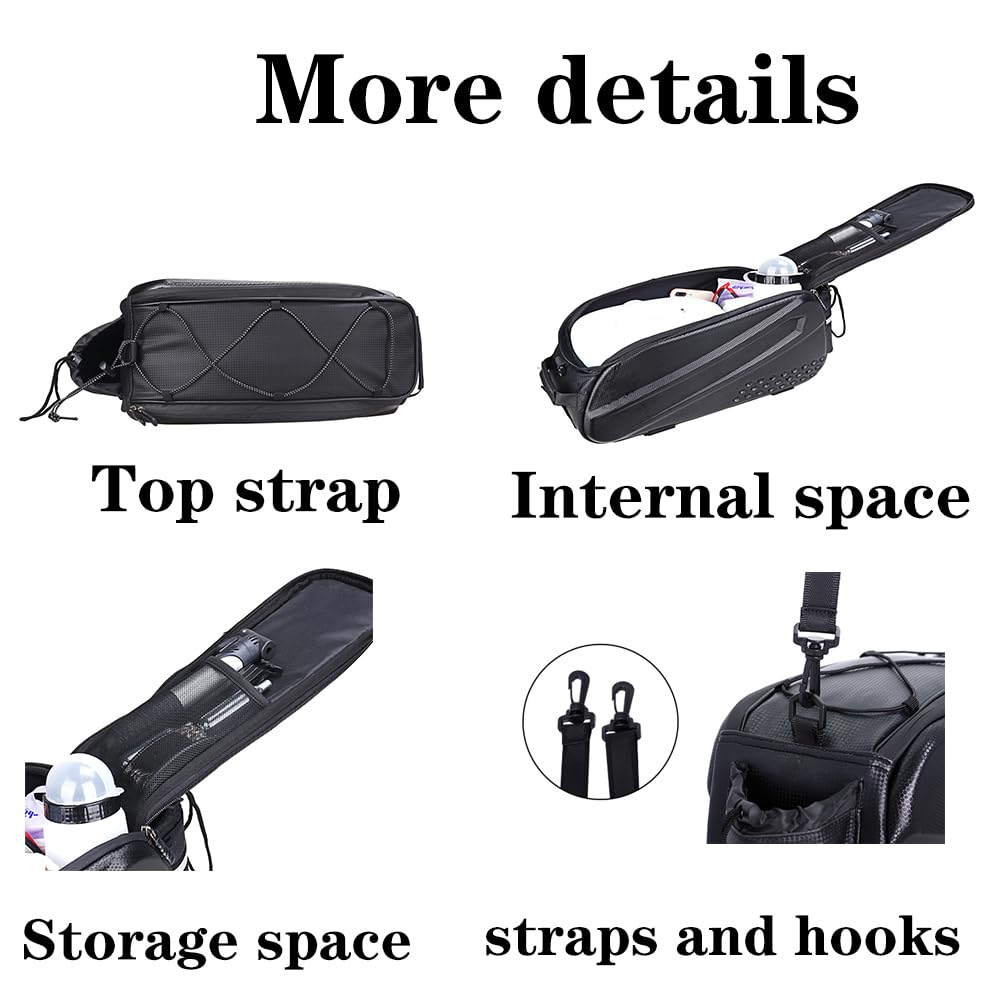 Rzahuahu Waterproof Hard Shell Bike Rack Bicycle Bag Black One Size NEW