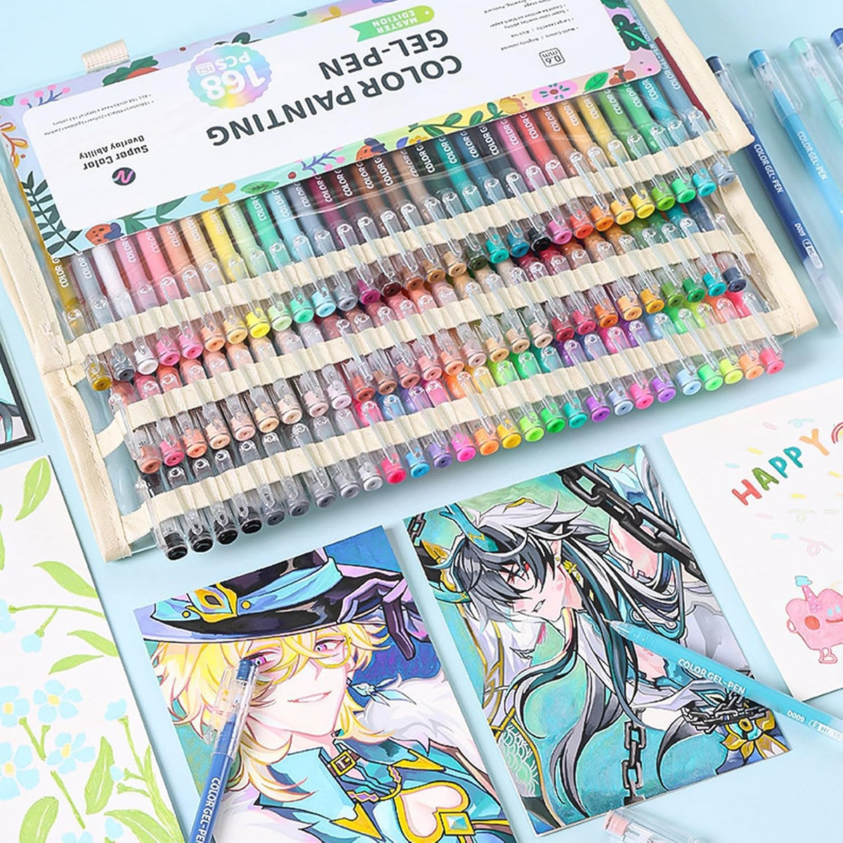 OHLLWERD 168Pc Gel Pens Set Colorful Art Markers for Adult Coloring NEW
