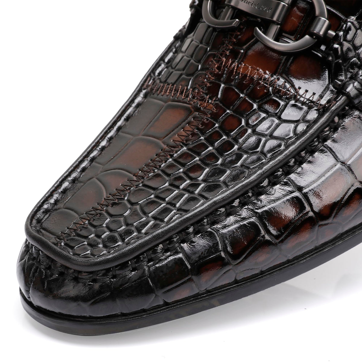 ChrisLOOK Crocodile Pattern Leather Loafer Flats in Coffee Mens US 8.5 DEMO