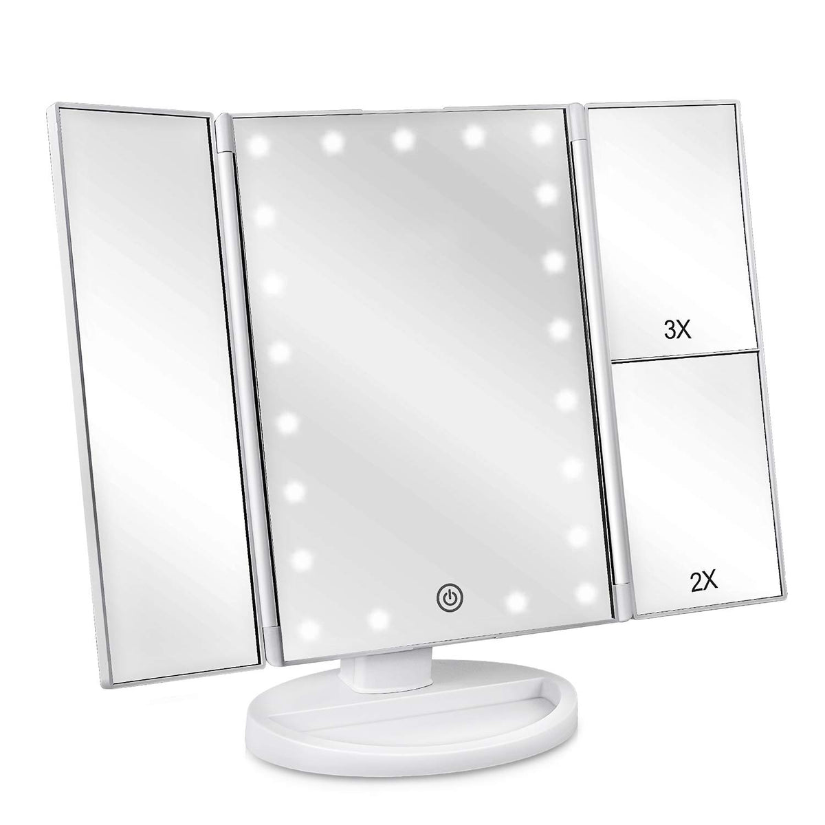 Deweisn Tri-Fold Lighted Vanity Makeup Mirror with 21 LED Lights White NEW