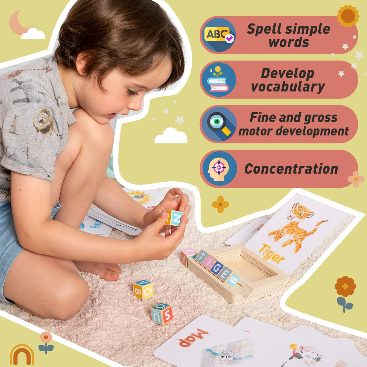 Axel Adventures Spelling Game Montessori Educational Toy STEM Ages 3+ NEW