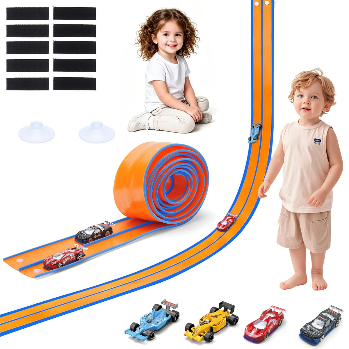 Yiwsnust 15FT Flexible Race Car Track Starter Set Orange Size 15FT Age3+ NEW