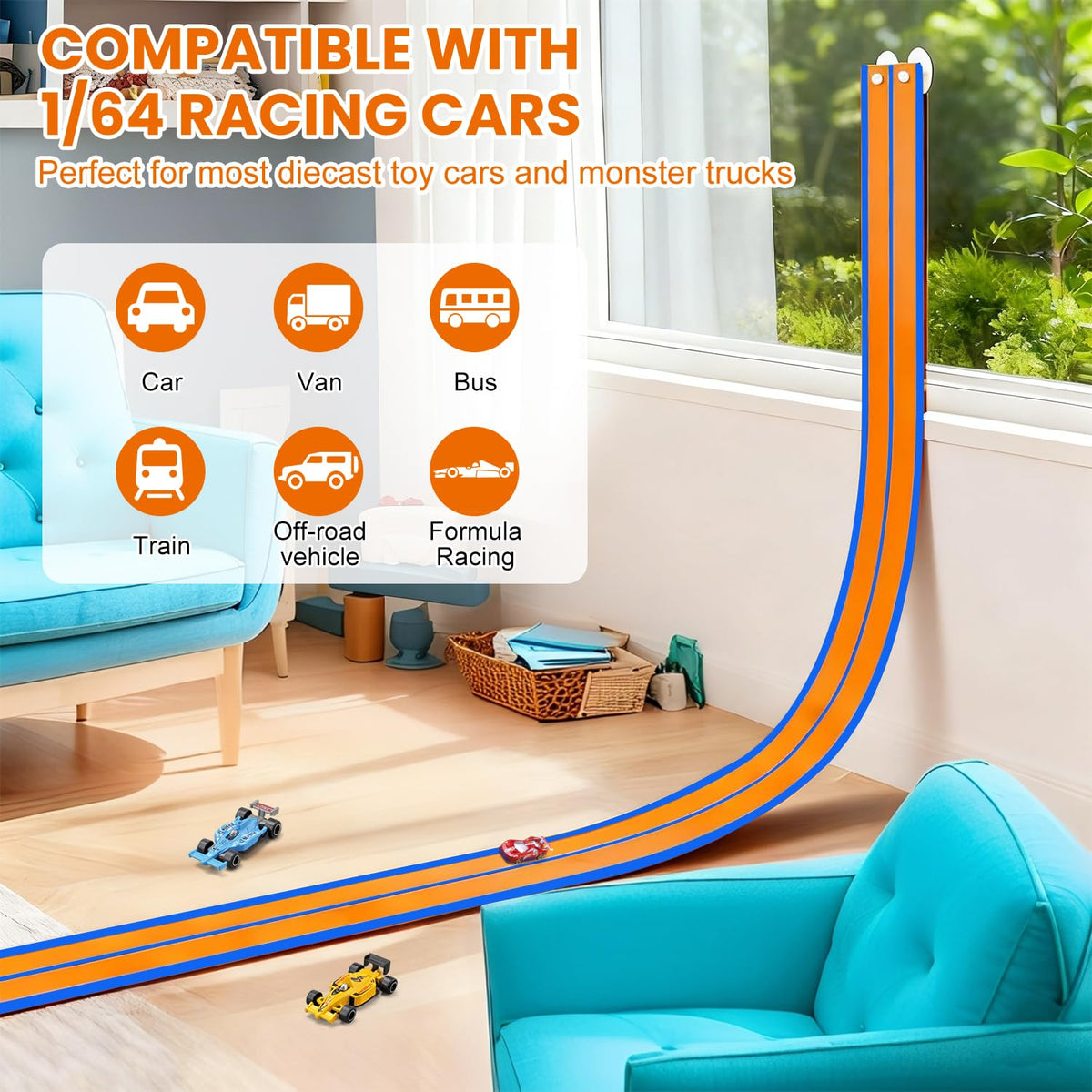 Yiwsnust 15FT Flexible Race Car Track Starter Set Orange Size 15FT Age3+ NEW