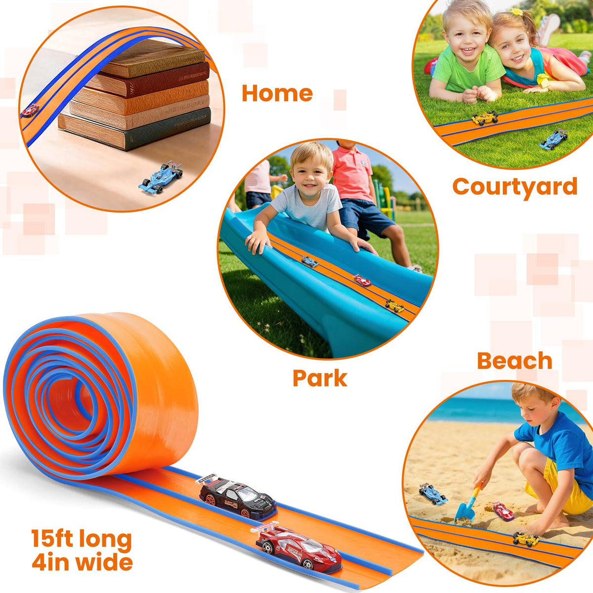 Yiwsnust 15FT Flexible Race Car Track Starter Set Orange Size 15FT Age3+ NEW