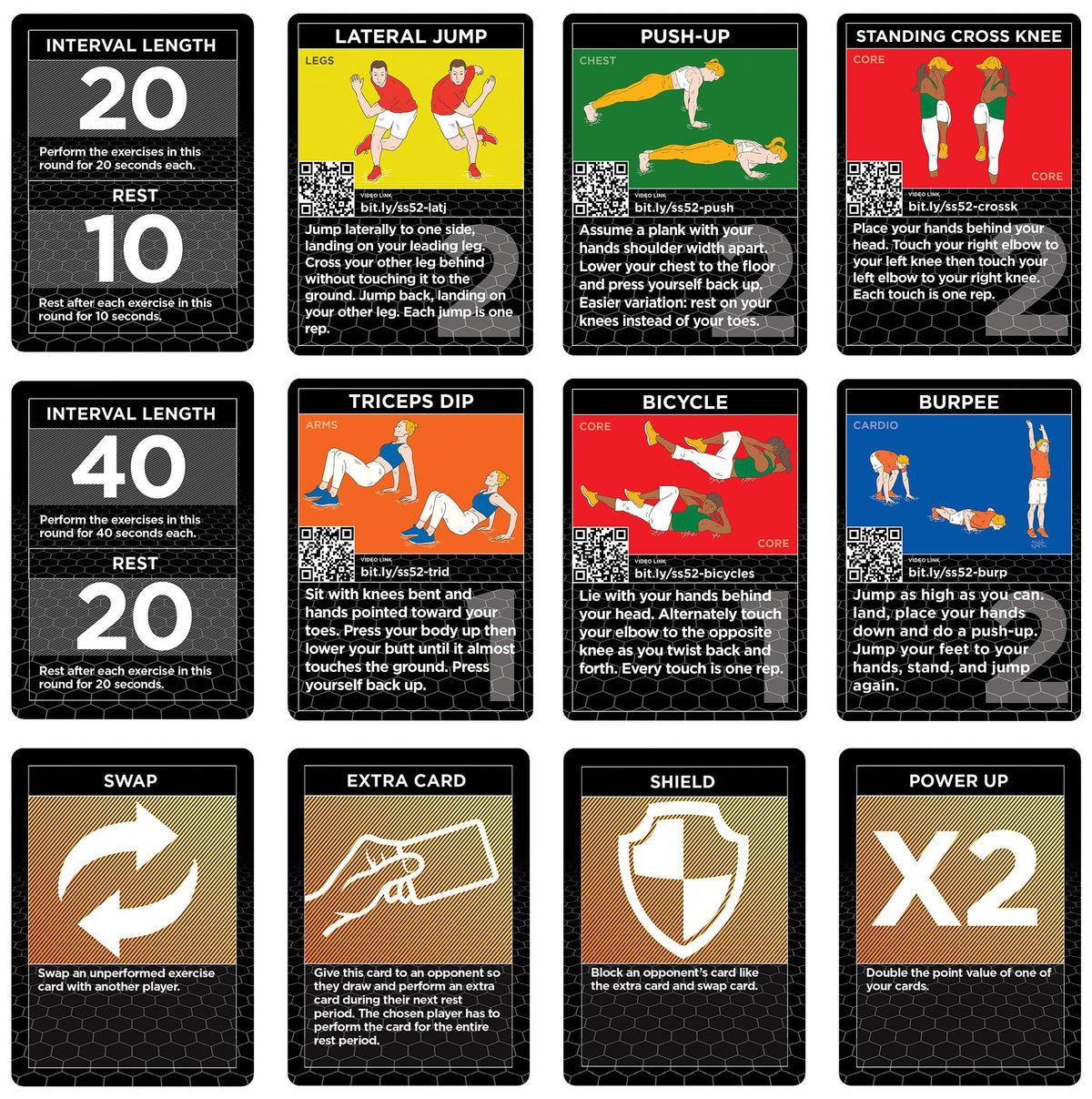 Stack 52 HIIT High Intensity Interval Workout Game Green Fitness Planner NEW
