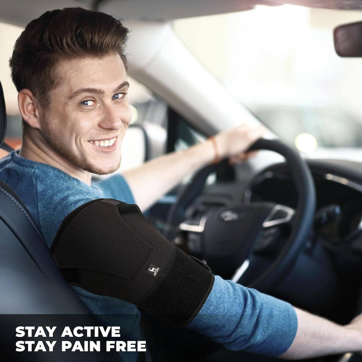 Astorn Adjustable Shoulder Brace Rotator Cuff Support Black Size Large NEW