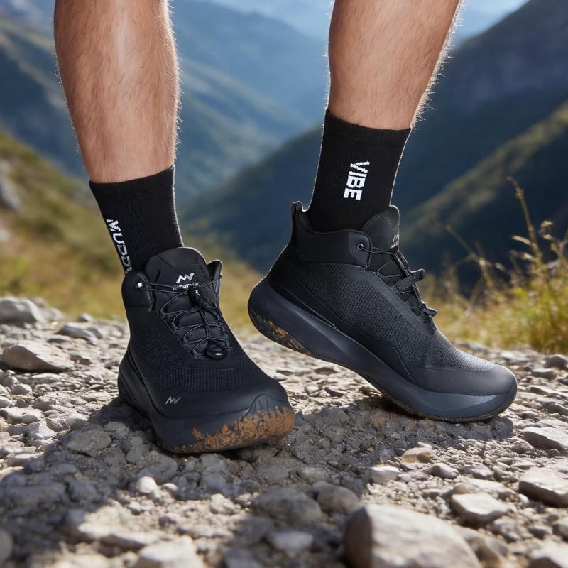 MUDDY VIBE Black Summit Lightweight Trekking Hiking Boots Mens EU 41 US 8.5 NEW