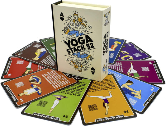 Stack 52 Yoga Exercise Cards Illustrated Instructions 55 Card Base Deck Game NEW