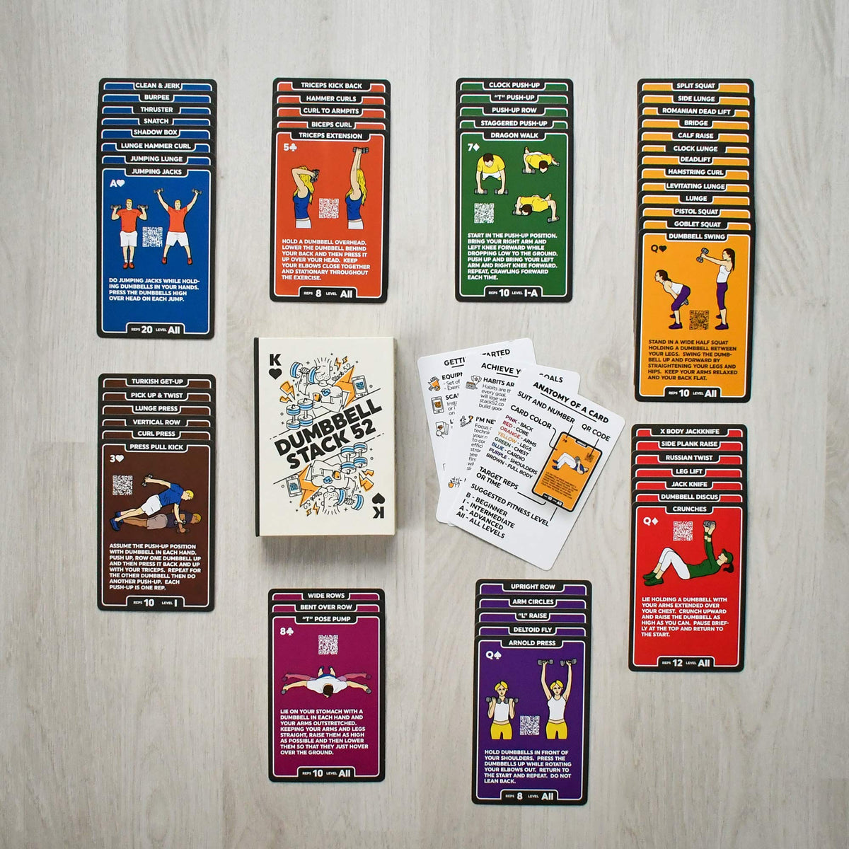 Stack 52 Dumbbells Dumbbell Exercise Card Workout Game 55 Deck Size NEW
