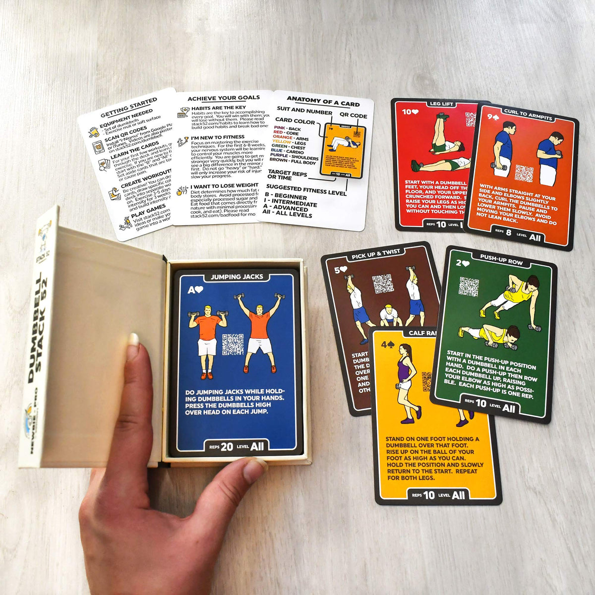 Stack 52 Dumbbells Dumbbell Exercise Card Workout Game 55 Deck Size NEW