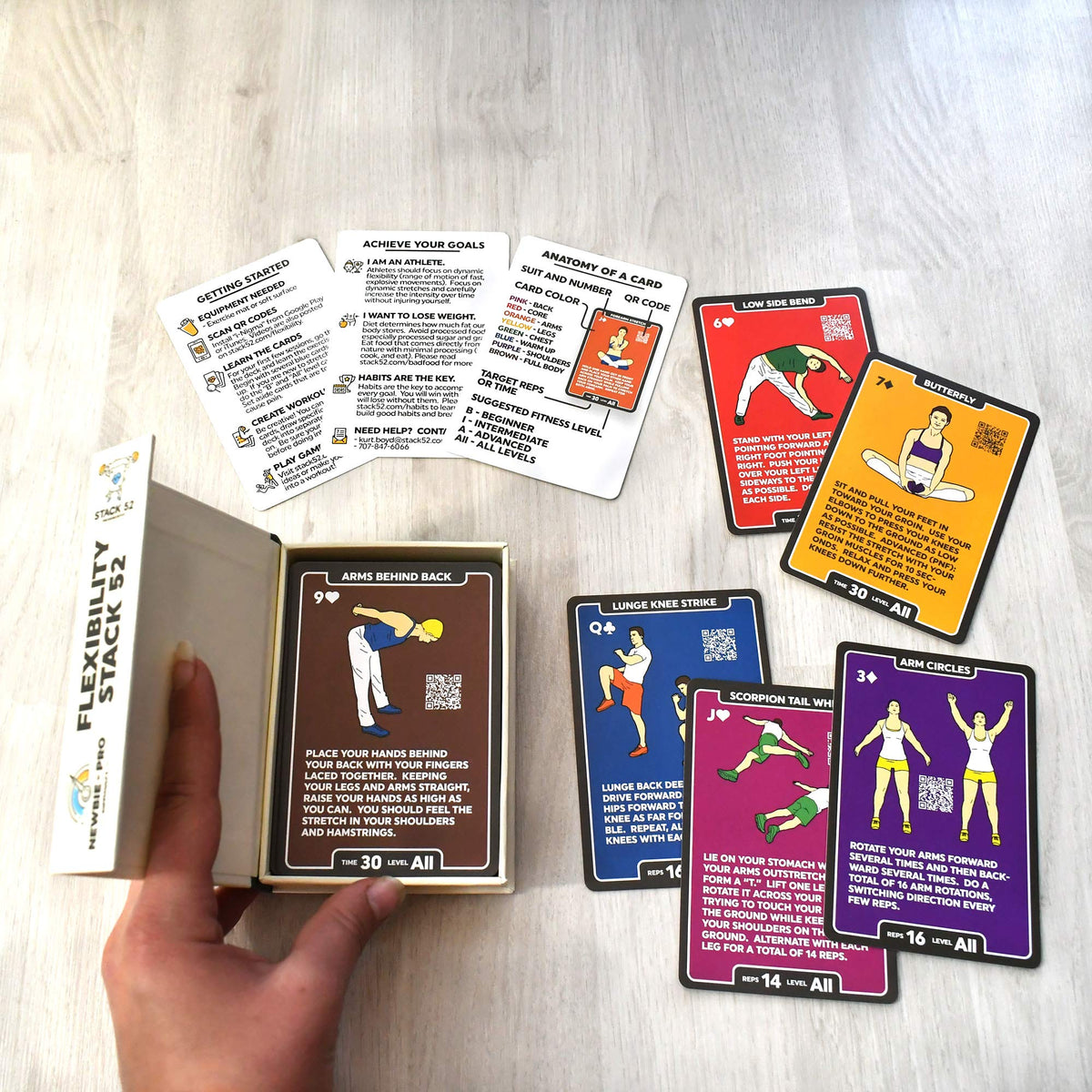 Stack 52 Fitness Planners Large Flexibility Exercise Cards Updated Deck NEW