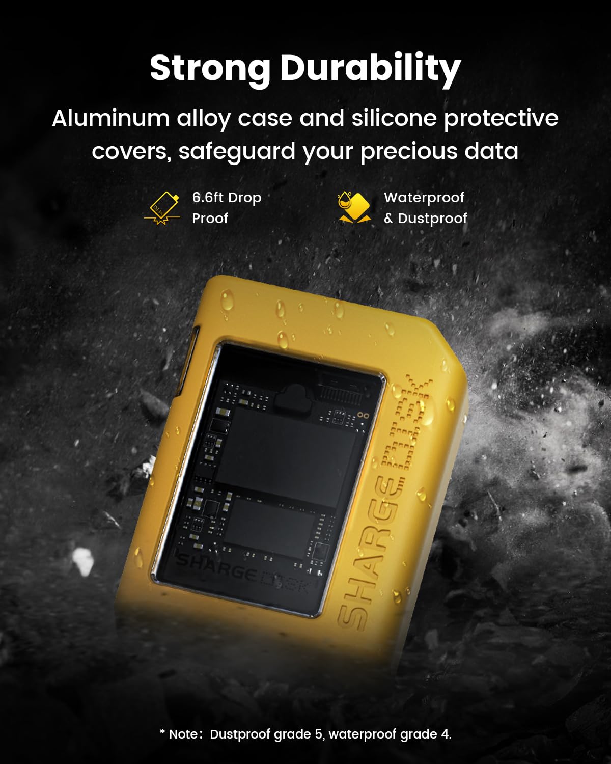 Sharge Disk Enclosures M.2 NVMe SSD Enclosure Active Cooling - Yellow DEMO