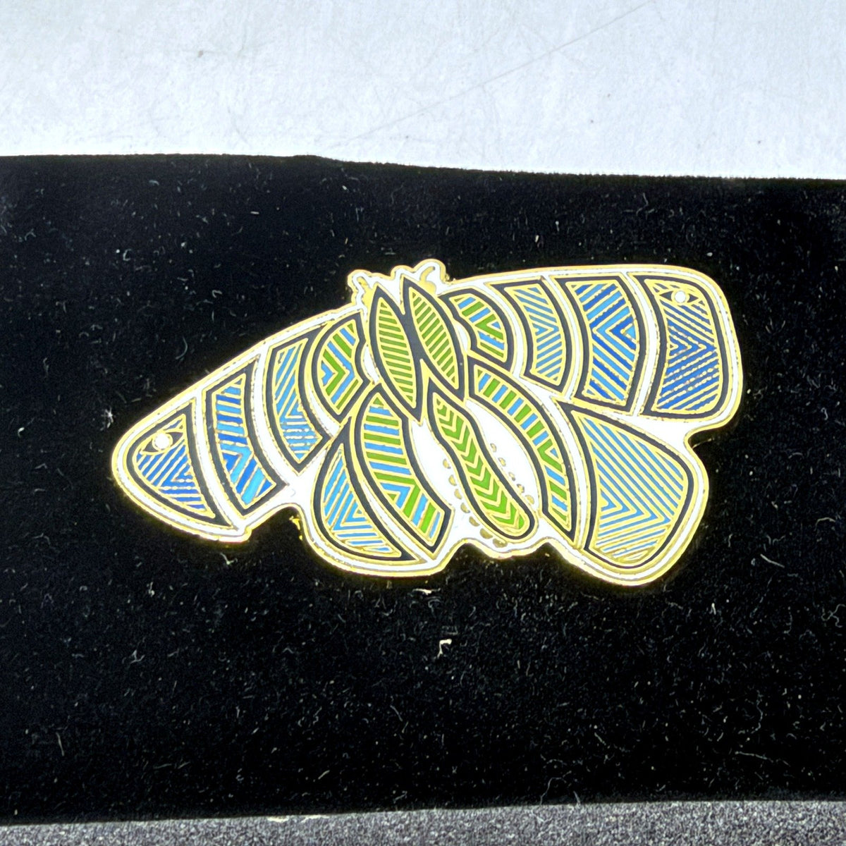 Mick Harding Ngarga Warendj Dancing Wombat Enamel Pin Blue Bogong Moth