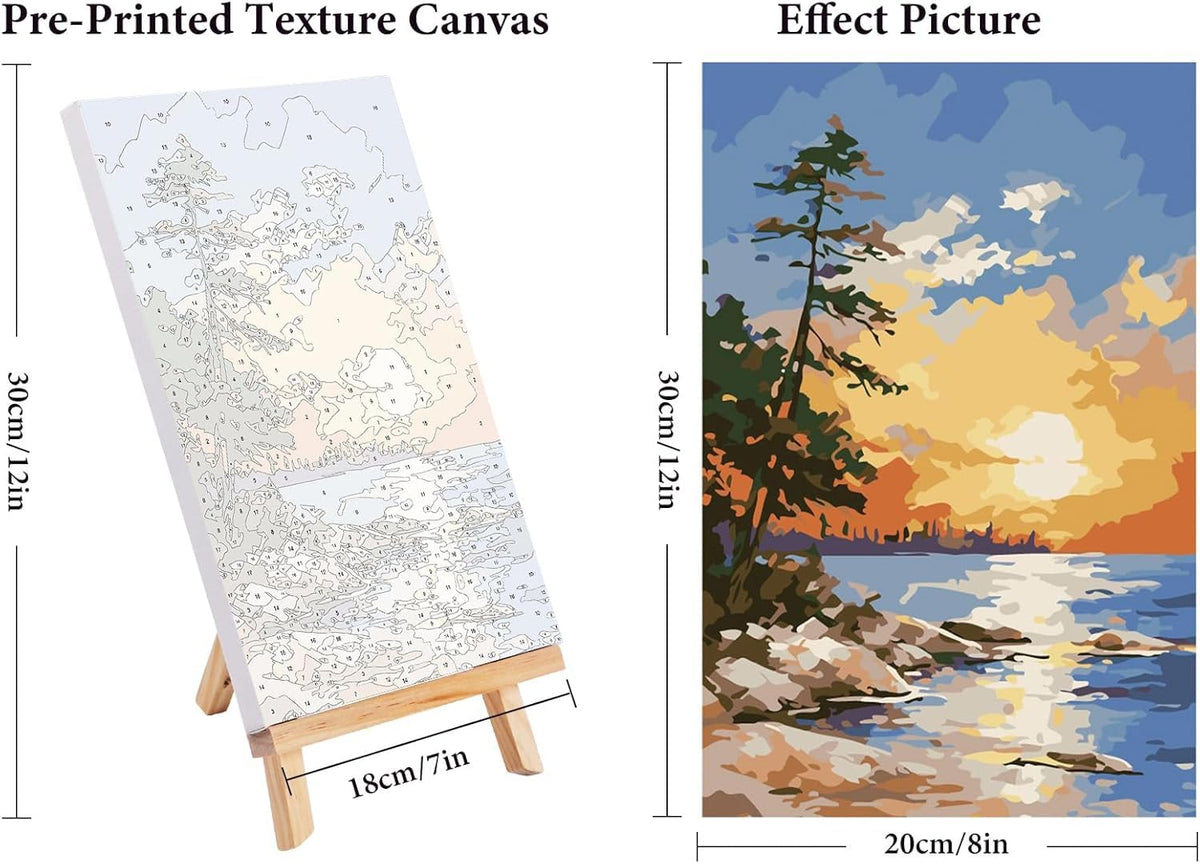 ADFCNORY Adults Paint-By-Number Kit Sunset 8X12 Inch 4 Pack Set Size 8X 12 NEW