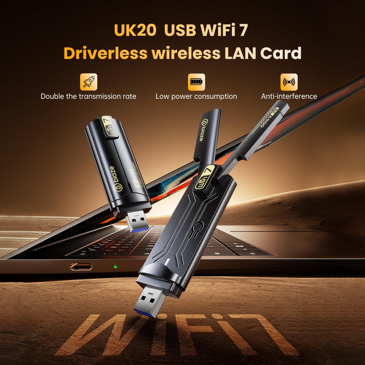 biaze WiFi 7 USB 3.0 Wireless Network Adapter Dongle for PC NEW