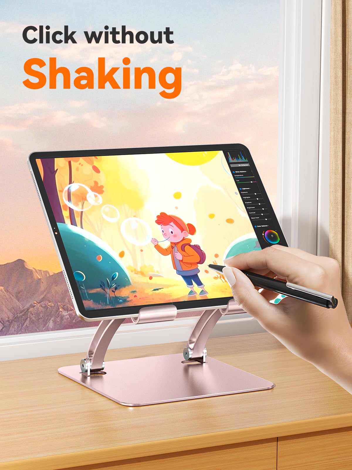 tounee Adjustable Stands Tablet Stand Dual Rod Support Rose Gold Portable NEW