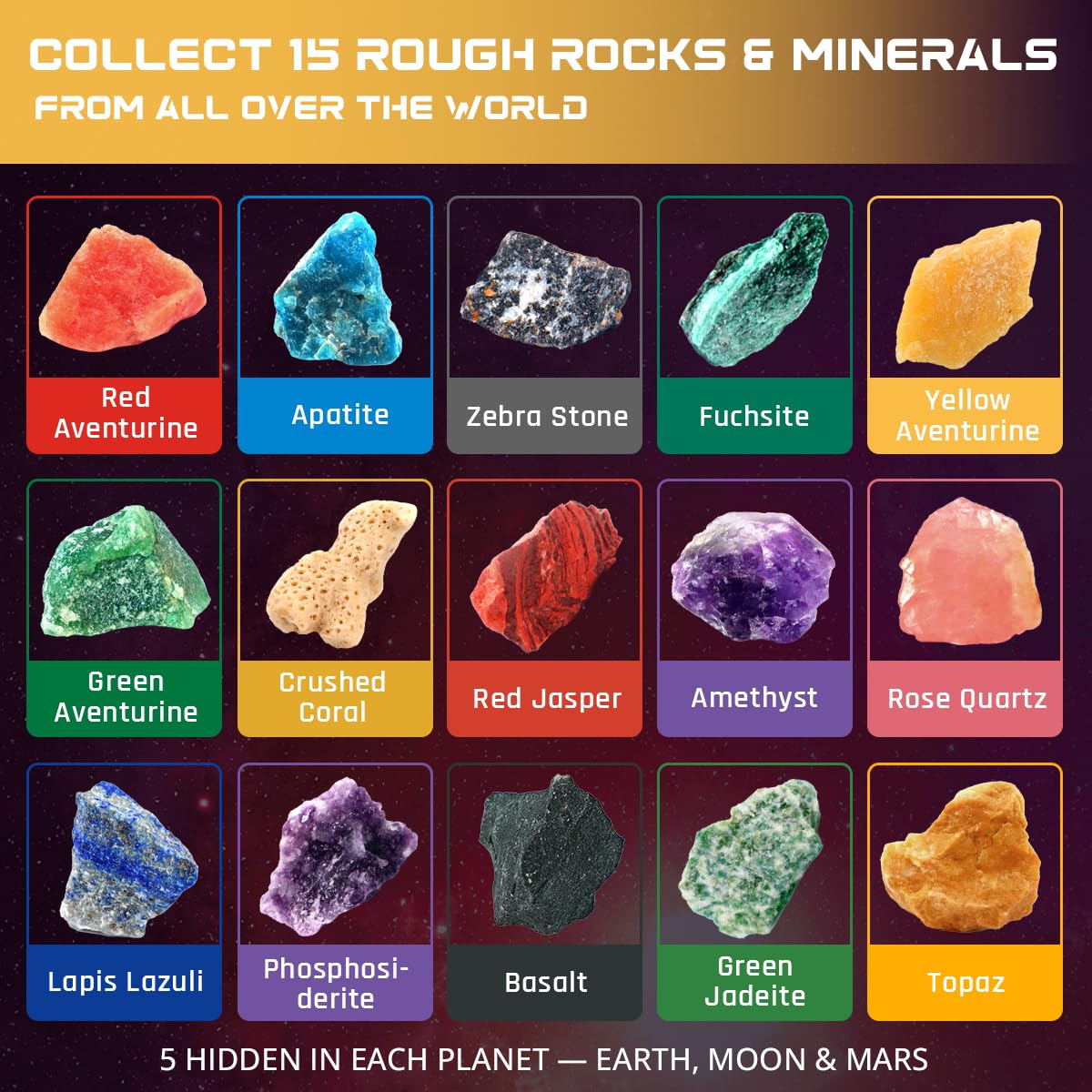 PIBEX Gemstone Science Kits Dig Kit 3-IN-1 Solar System Excavating Set NEW