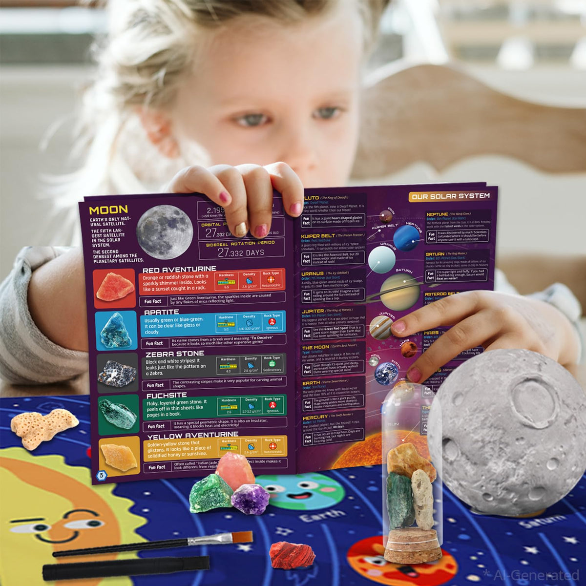 PIBEX Gemstone Science Kits Dig Kit 3-IN-1 Solar System Excavating Set NEW