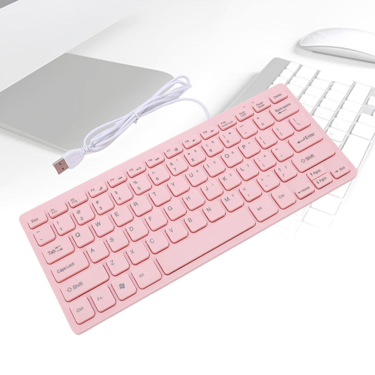 Wisoqu USB Keyboards Wired Computer Keyboard 78 Keys English QWERTY Pink NEW