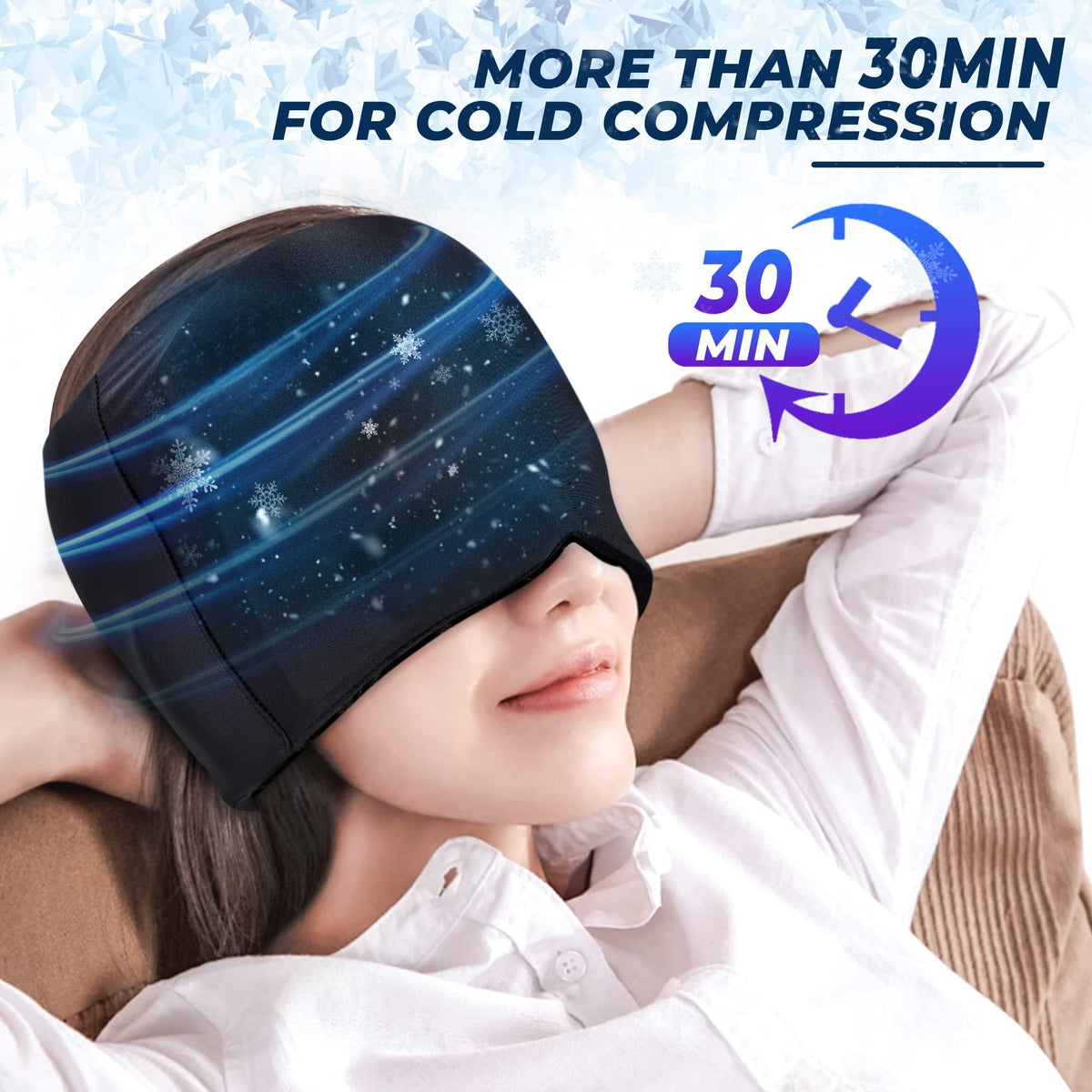 ipow Migraine Relief Cap Black Cold Therapy Stress & Headache Hat OSFM NEW