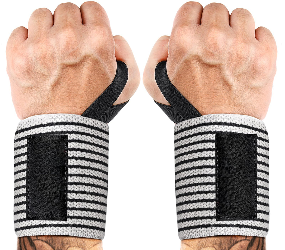 Professional Wrist Wraps 18 Inch Heavy Duty Weightlifting Black & White NEW