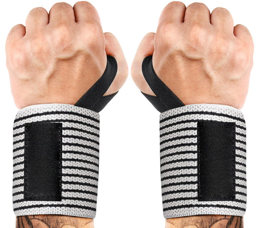Professional Wrist Wraps 18 Inch Heavy Duty Weightlifting Black & White NEW