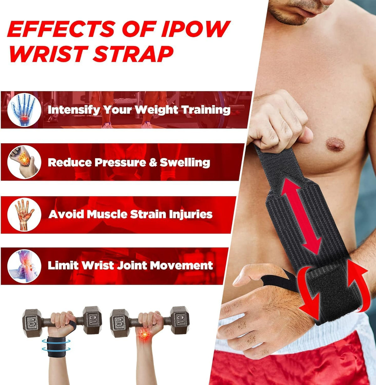 Professional Wrist Wraps 18 Inch Heavy Duty Weightlifting Black & White NEW