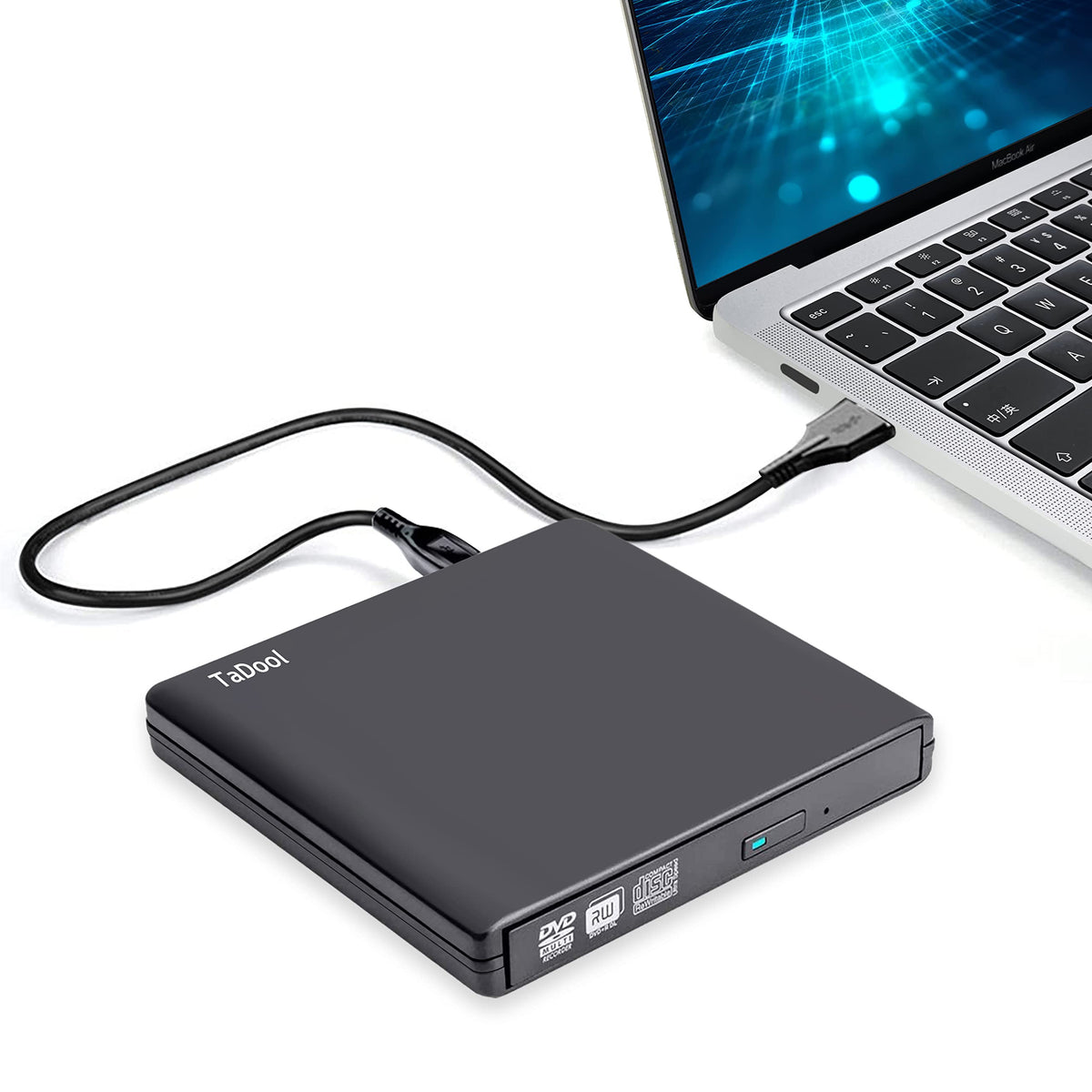 TaDool Slim Blank Media Portable External CD DVD Drive Rewriter Burner DEMO