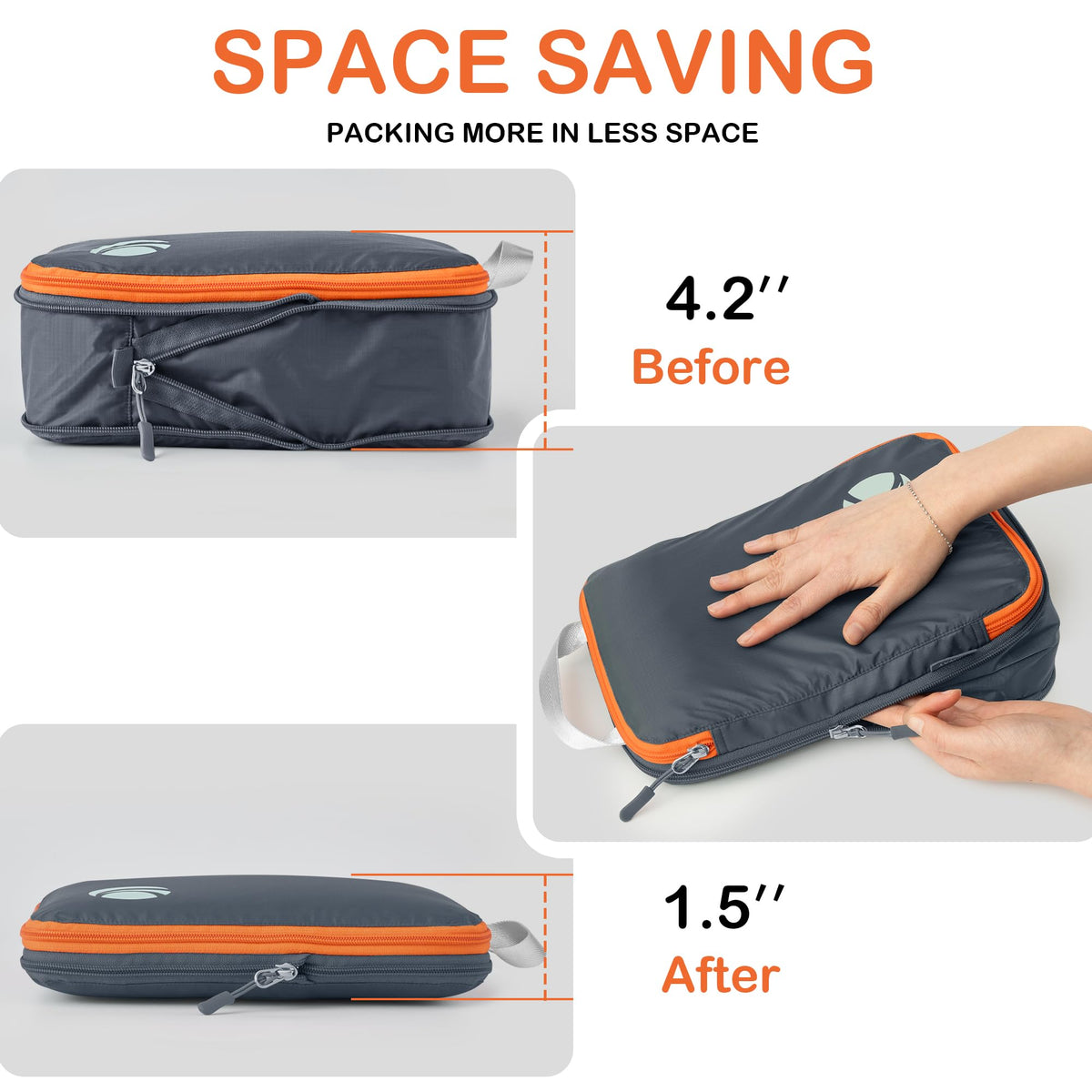 Cipway Compression Packing Cubes Expandable Luggage Organizer Grey 6PCS NEW