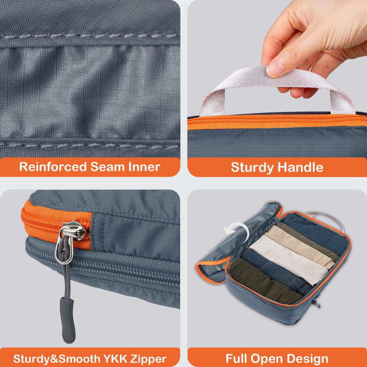 Cipway Compression Packing Cubes Expandable Luggage Organizer Grey 6PCS NEW
