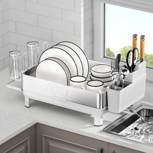 SanDream Stainless Steel 1 Tier Dish Drying Rack White Kitchen NEW