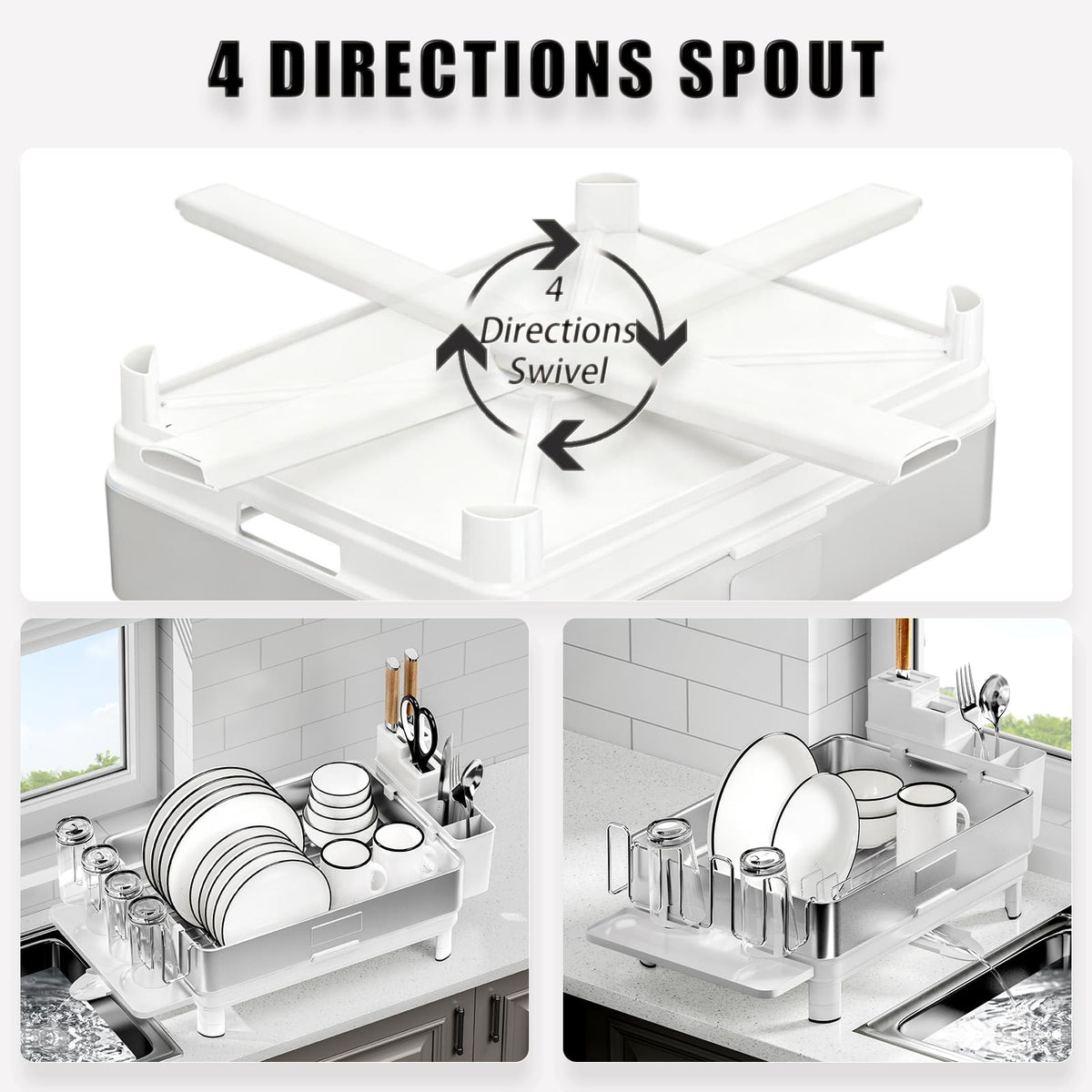 SanDream Stainless Steel 1 Tier Dish Drying Rack White Kitchen NEW