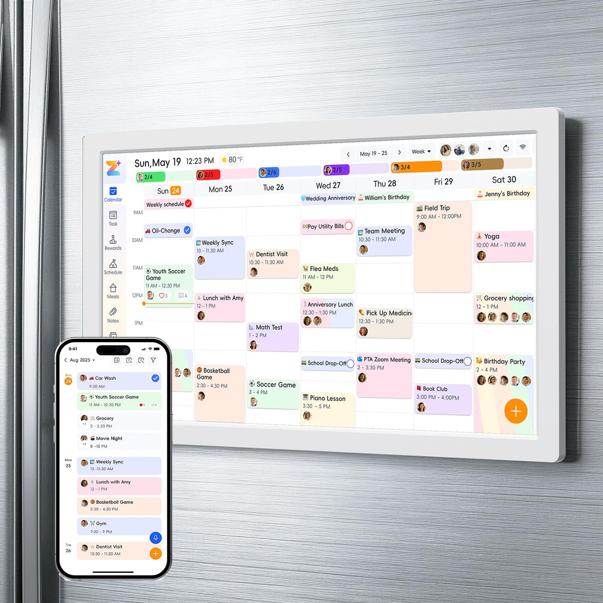JSUSOU Wall Calendar 24 Inch Magnetic Digital Smart Display Clock Calendar DEMO