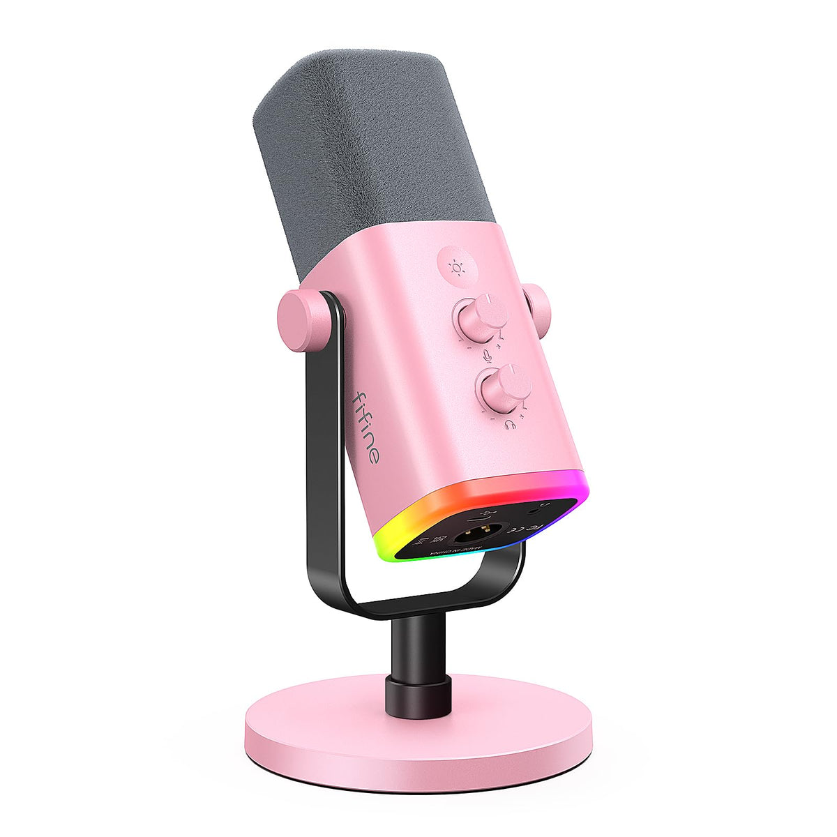 FIFINE XLR USB Dynamic Microphone Gaming Recording Headphone Jack Pink DEMO