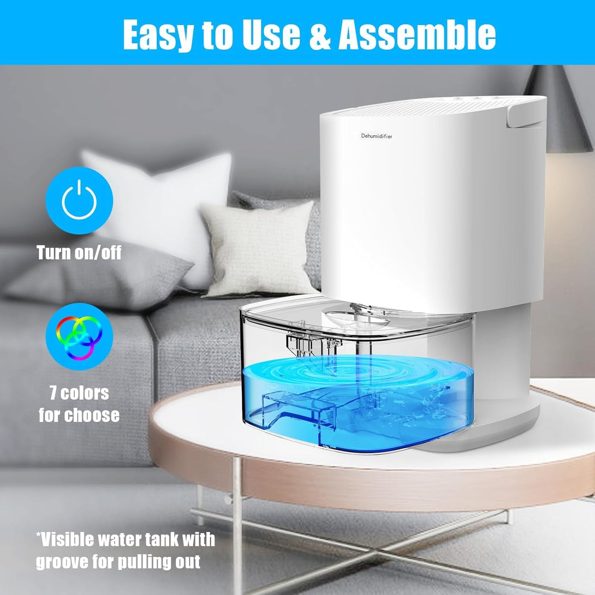 ZARVONA Portable Dehumidifier 1000ml White Moisture Absorber NEW