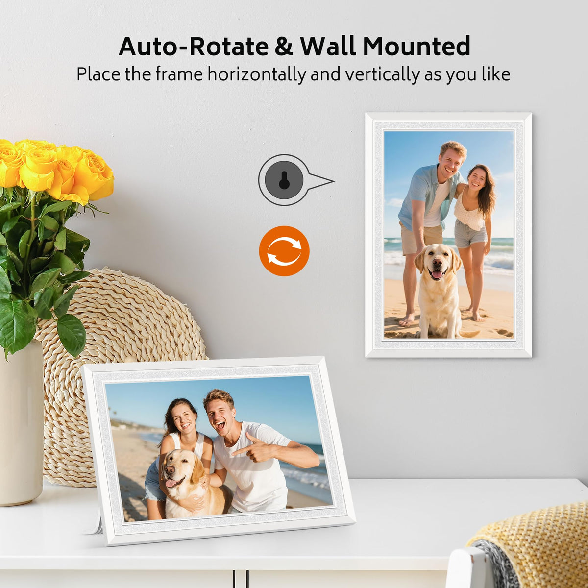 BIGASUO 10.1" WiFi Digital Picture Frame 32GB White Display DEMO
