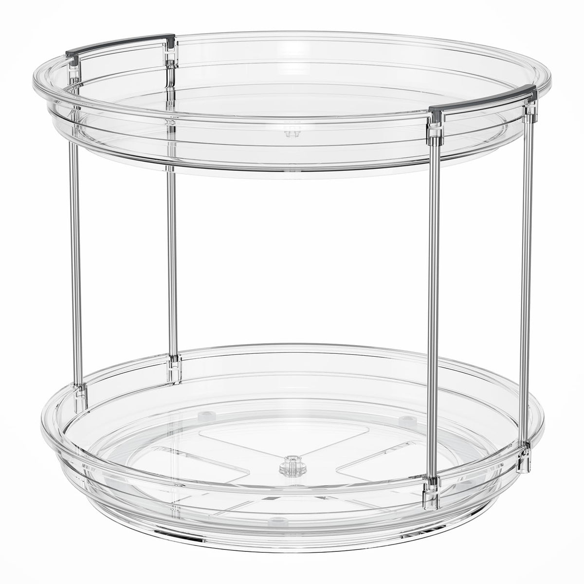 LAMU 2 Tier Clear Lazy Susan Turntable Rotating Spice Rack Organizer NEW